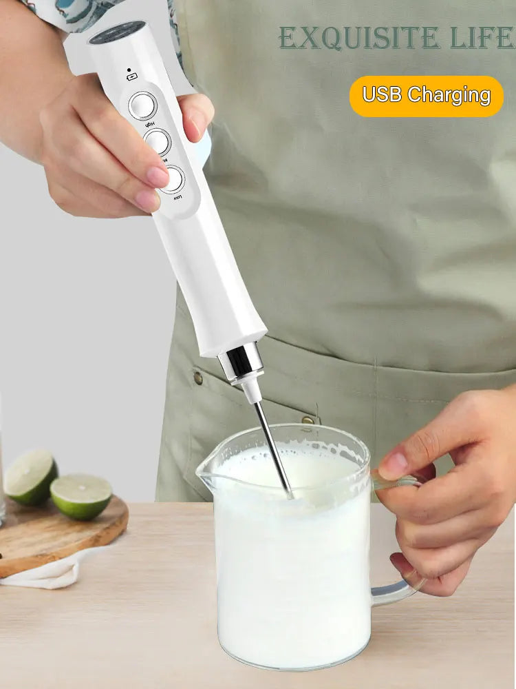 Milk Frother for Cappuccinos -3-in-1 Wireless Electric Milk Foam Machine