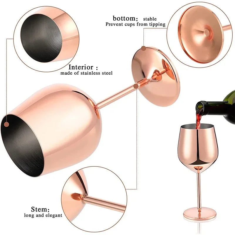 Elegant Stainless Steel Wine Goblet - 500ML