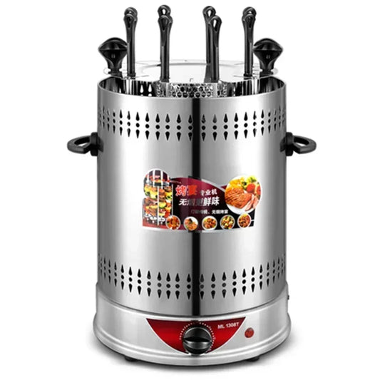 Smokeless Indoor Electric Grill with Skewers and Rotating Design