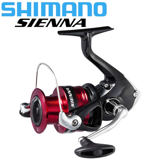 Shimano Sienna red and black spinning fishing reel for outdoor angling gear