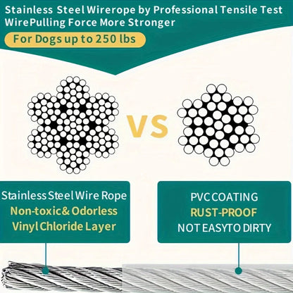 Double-Headed Dog Tie Out Cable Leash with Metal Buckle