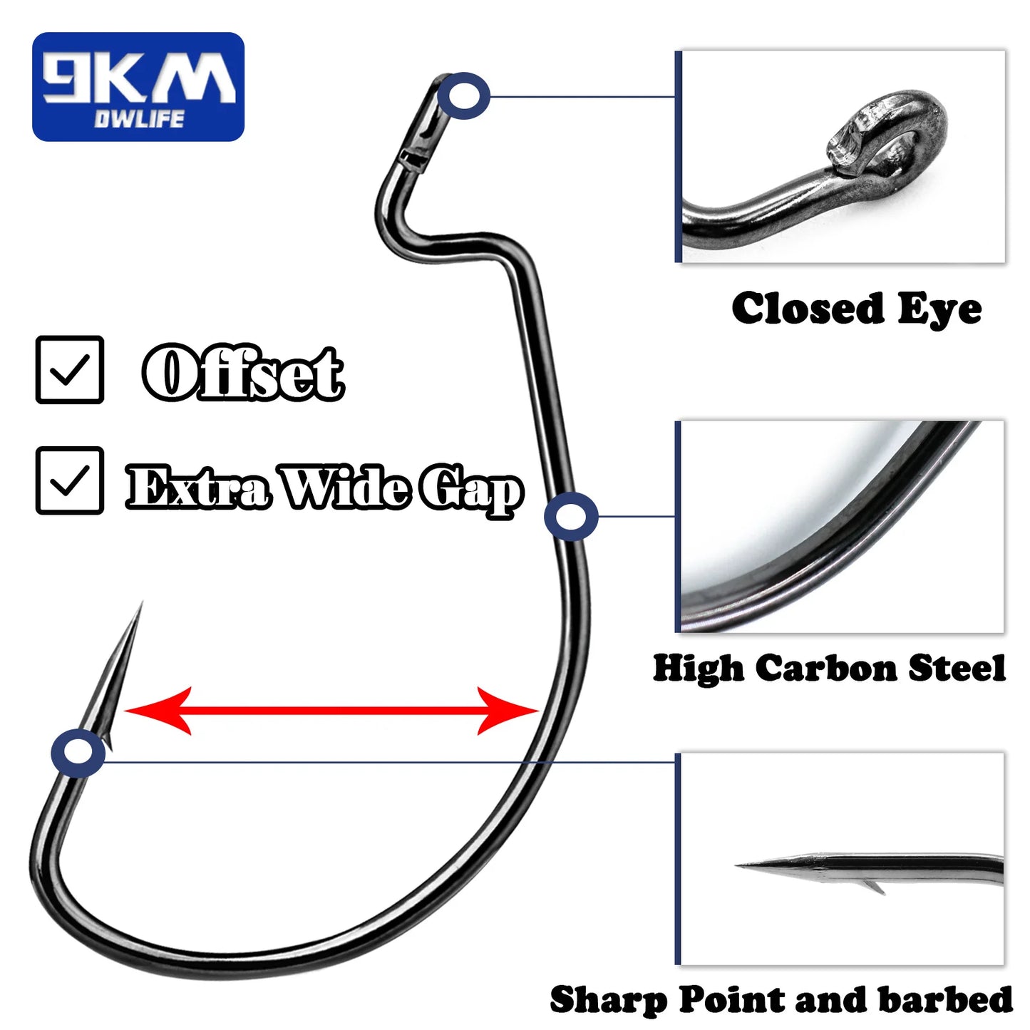HookUpCo. Wide Gap Worm Fishing Hooks Set - HookUpCo.