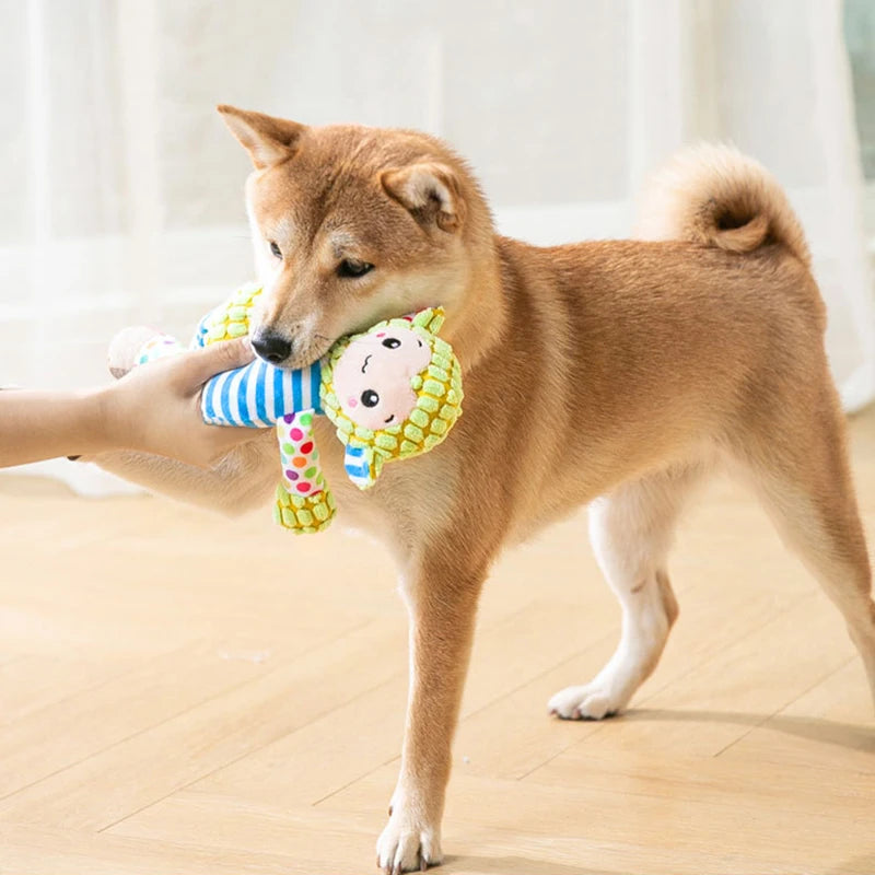 Interactive Plush Dog Cat Toy for Chewing and Squeaking
