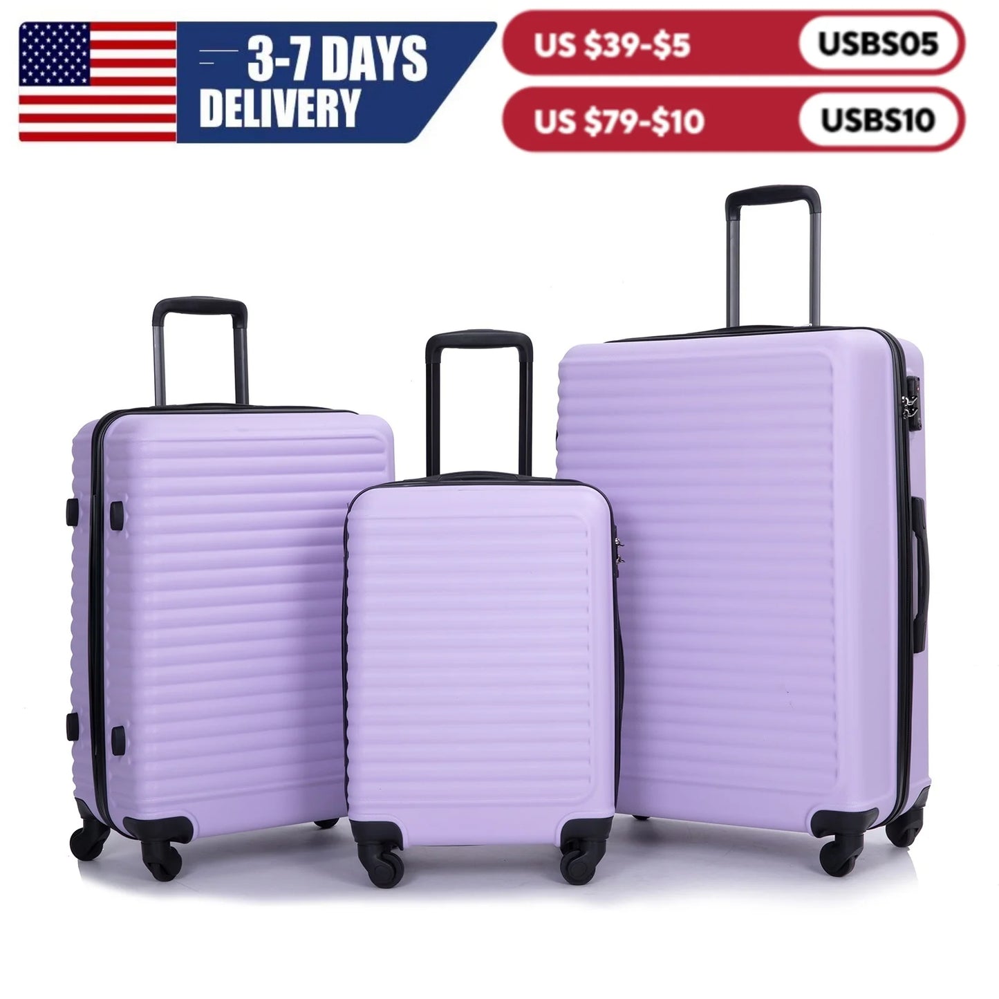HookUpCo. Durable Hardside Luggage Set