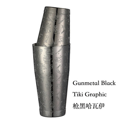 HookUpCo. Etched Pattern Cocktail Shaker Set