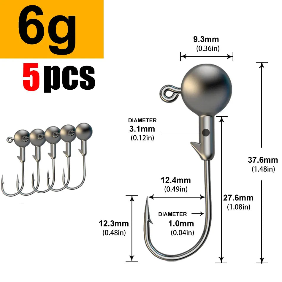 Versatile Jig Head Hooks for Fishing - Multiple Sizes Available