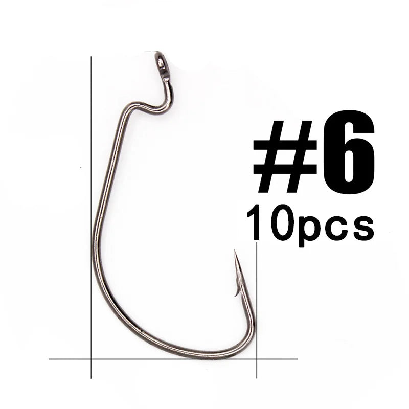 HookUpCo. 10-Piece Offset Worm Fishing Hooks - HookUpCo.