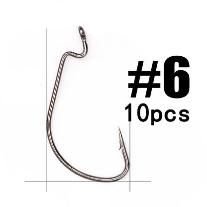 HookUpCo. 10-Piece Offset Worm Fishing Hooks - HookUpCo.