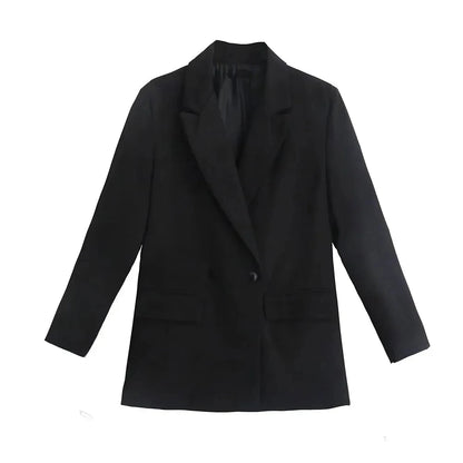 Chic Double Breasted Blazer Coat with Pockets for Women