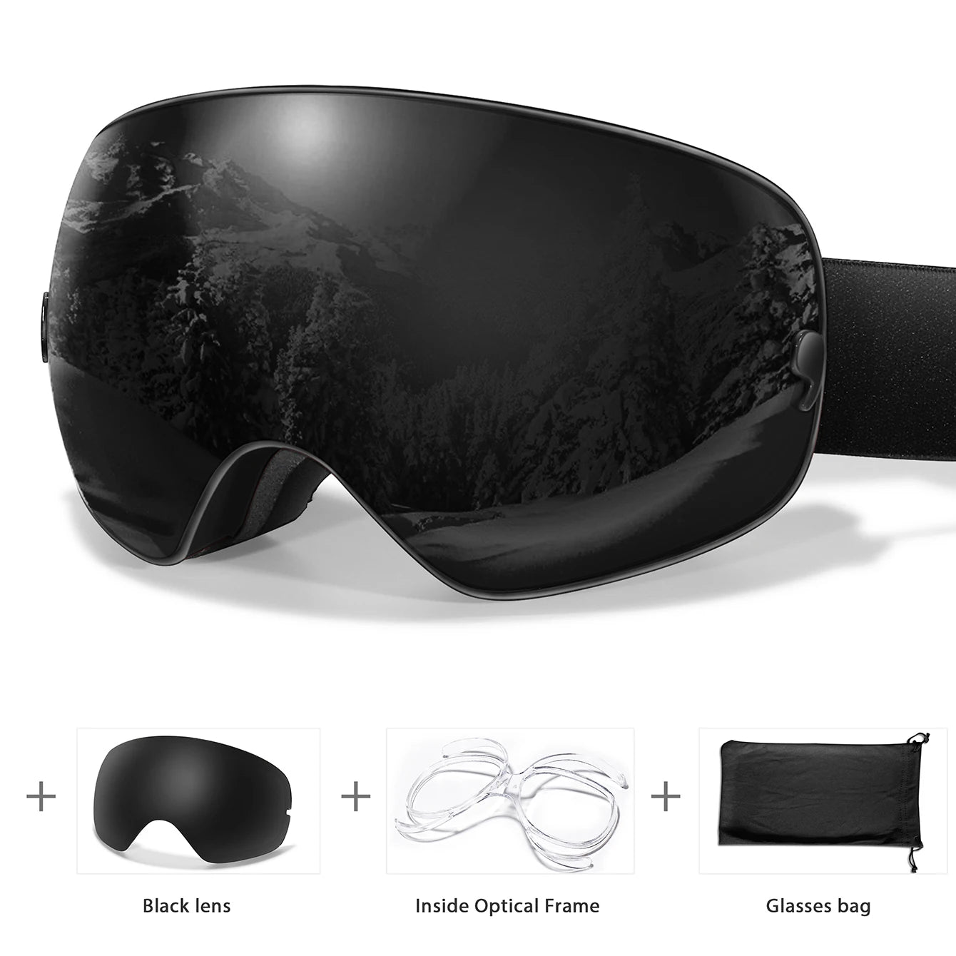 HookUpCo. Anti-Fog Ski Goggles with UV400 Protection