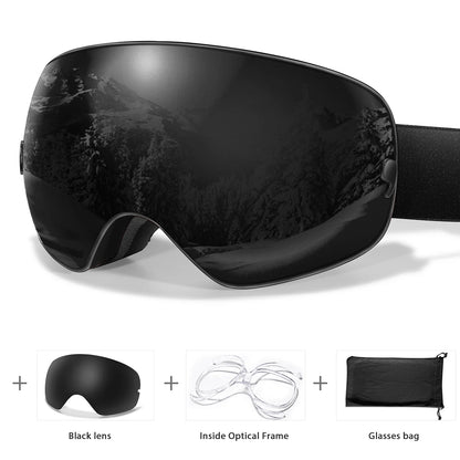 HookUpCo. Anti-Fog Ski Goggles with UV400 Protection