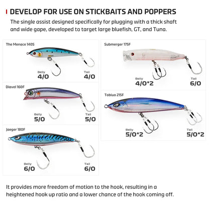 HookUpCo. Saltwater Big Game Single Assist Hook - HookUpCo.