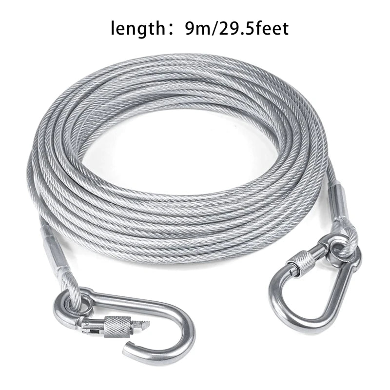 Double-Headed Dog Tie Out Cable Leash with Metal Buckle
