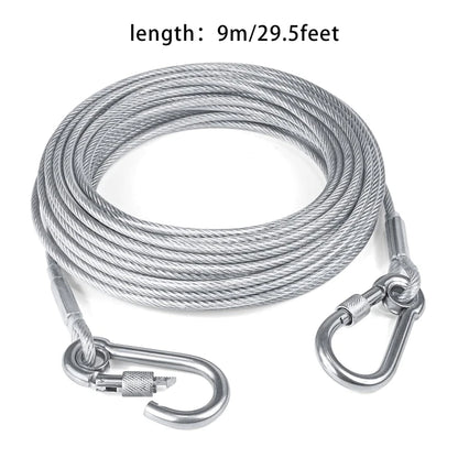 Double-Headed Dog Tie Out Cable Leash with Metal Buckle