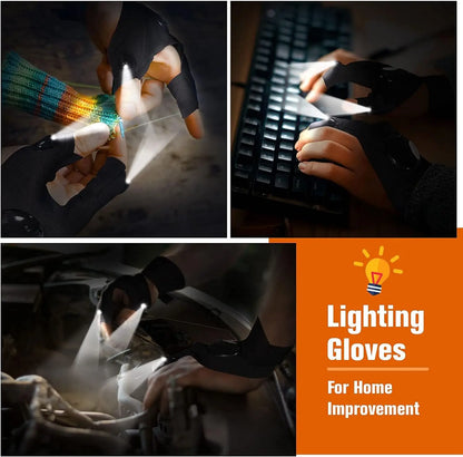 LED Waterproof Fingerless Gloves for Outdoor Activities
