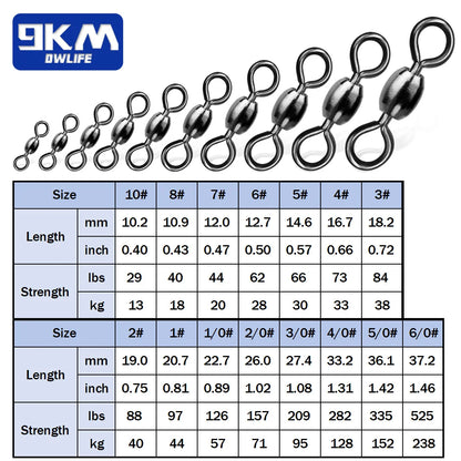 Stainless Brass Fishing Swivels for Tackle - 50 to 200 Pcs