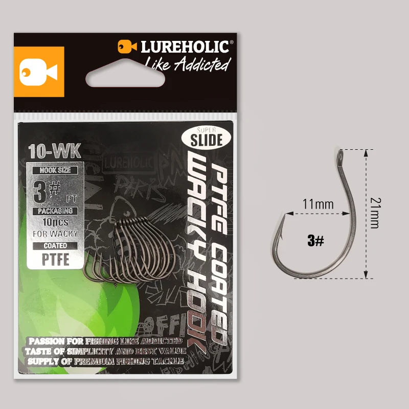 HookUpCo. PTFE Super Slide Wacky Fishing Hooks - HookUpCo.