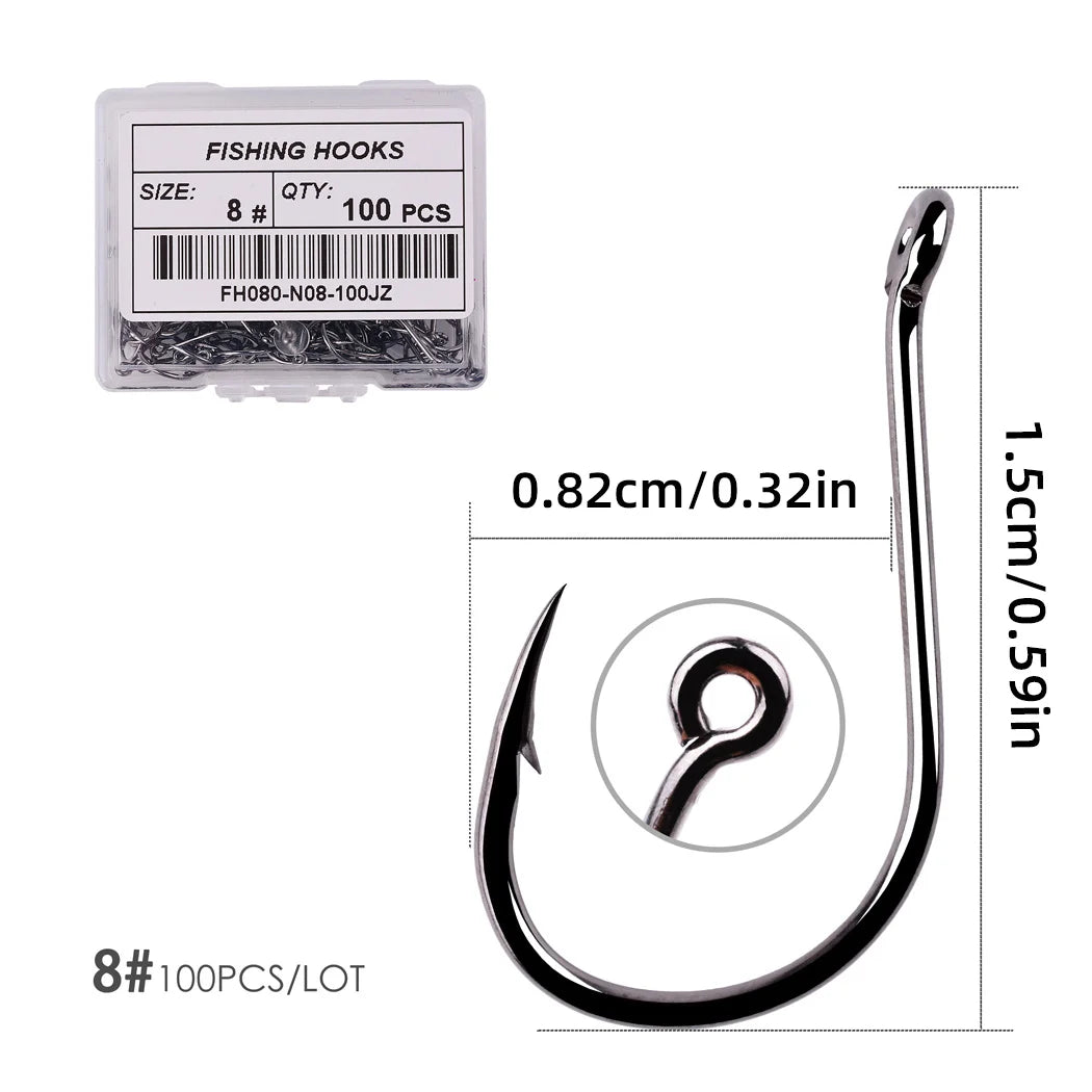 HookUpCo. 100pcs Circle Carp Fishing Hook Set - HookUpCo.
