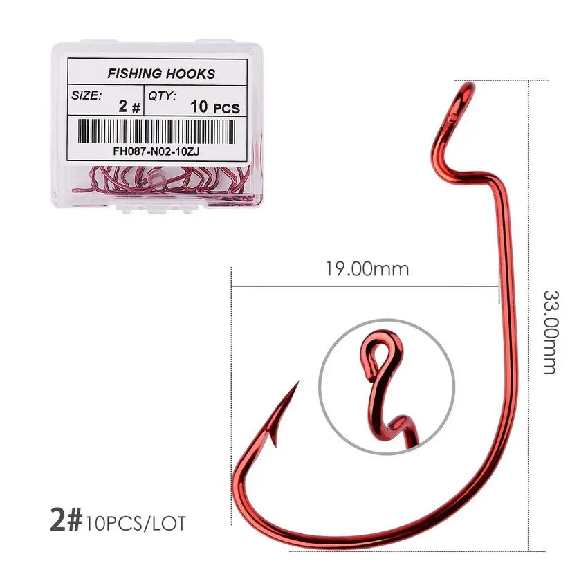 HookUpCo. 10-Piece Carbon Steel Fishing Hooks - HookUpCo.