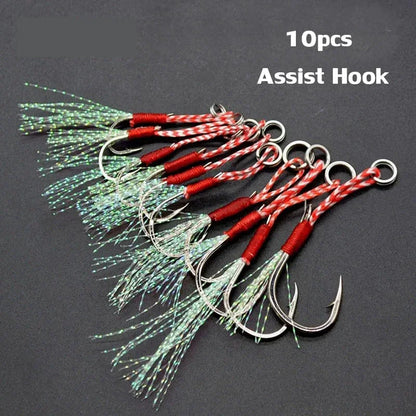 High Carbon Steel Fishing Jigs, 10pcs Assist Hooks Set
