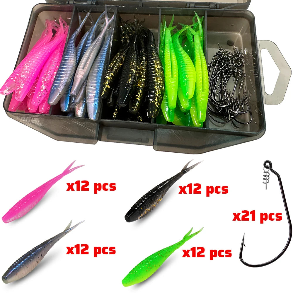 HookUpCo. 70-Piece Soft Lure Set - HookUpCo.