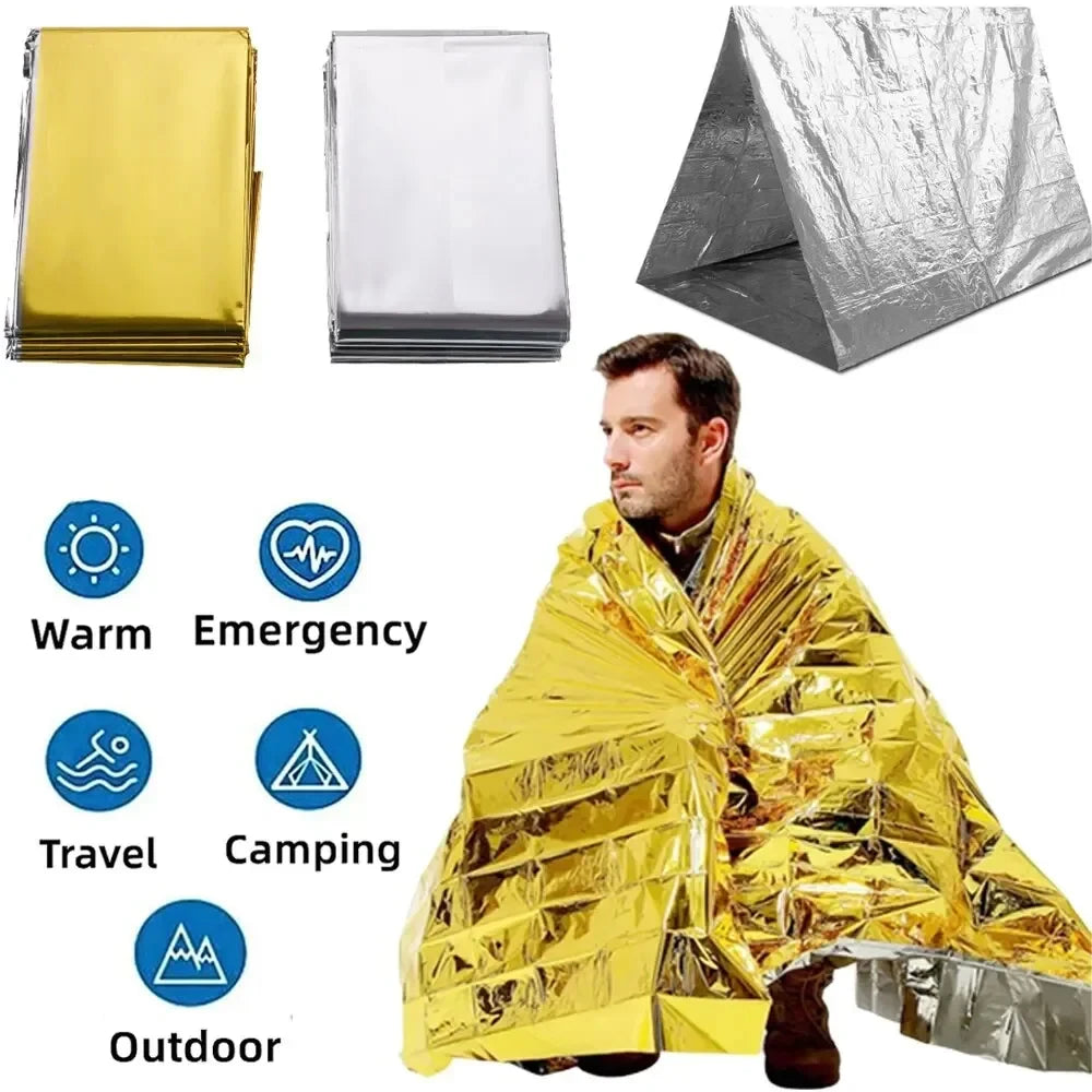HookUpCo. Waterproof Thermal Emergency Survival Blanket Set
