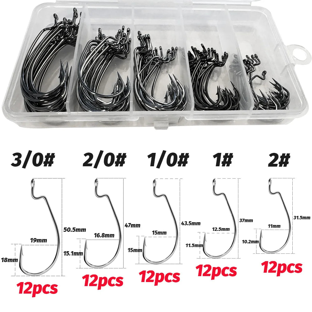 HookUpCo. Wide Gap Worm Hooks for Bass Fishing - HookUpCo.