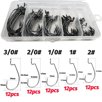 HookUpCo. Wide Gap Worm Hooks for Bass Fishing - HookUpCo.