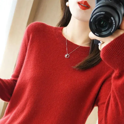 Cozy O-neck Sweater for Women – Autumn Winter Knitwear 2023