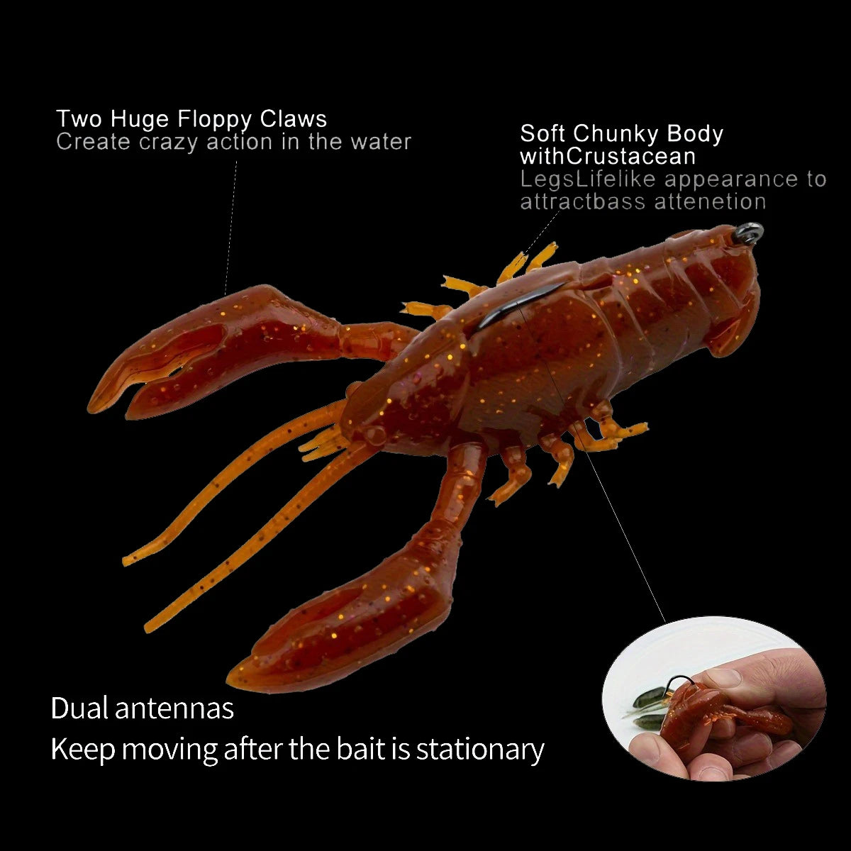 HookUpCo. Soft Craw Fishing Lure - HookUpCo.