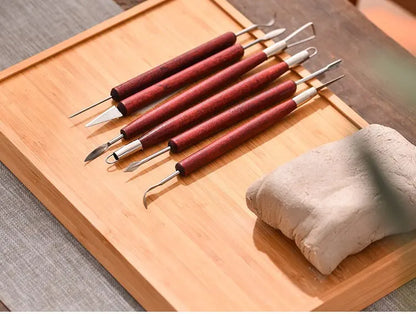 6-Piece Pottery Tool Set with Double-Ended Wire Knives