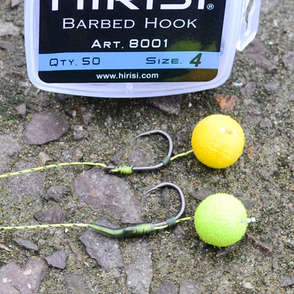 HookUpCo. 50pcs Barbed Fishing Hooks, High Carbon Steel - HookUpCo.