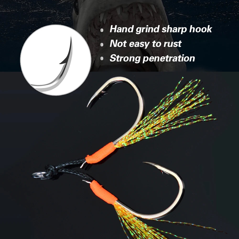 HookUpCo. 10Pcs Metal Jigging Tail Assist Hooks - HookUpCo.