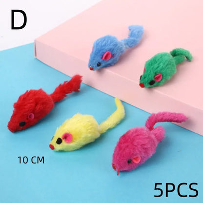 HookUpCo. Colorful Plush Mouse Cat Toys Set
