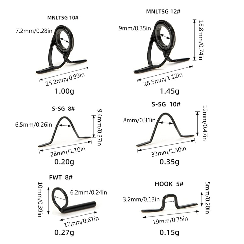 Durable Fishing Rod Guide Repair Set - 11 Pieces - HookUpCo.
