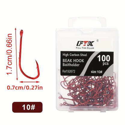 HookUpCo. Premium Red Barbed Fishing Hooks - HookUpCo.