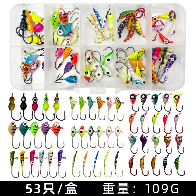 HookUpCo. 53-Piece Luminous Ice Fishing Hook Set - HookUpCo.