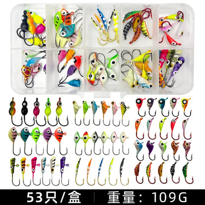 HookUpCo. 53-Piece Luminous Ice Fishing Hook Set - HookUpCo.