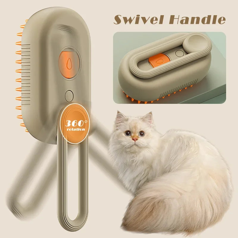 Steam Brush Pet Grooming Tool with Vaporizer and Massage