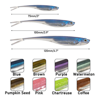 HookUpCo. Fork Tail Soft Lures for Bass Fishing - HookUpCo.