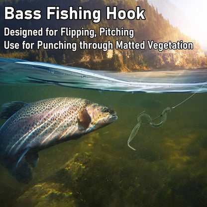 HookUpCo. Heavy Cover Worm Hooks for Bass Fishing - HookUpCo.