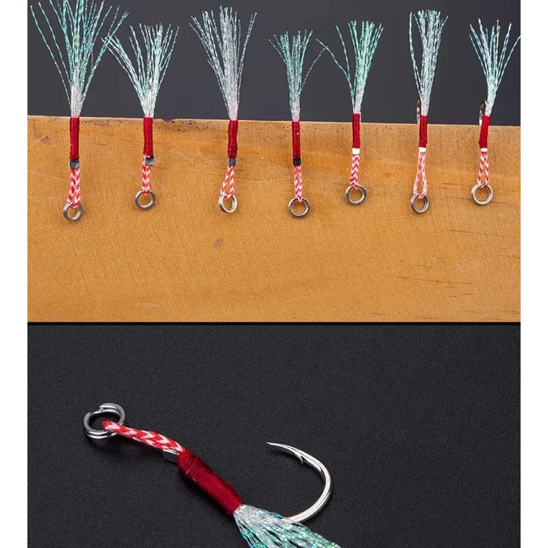 High Carbon Steel Fishing Jigs, 10pcs Assist Hooks Set