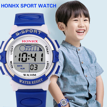 Waterproof LED Sports Watch for Kids with Alarm and Date