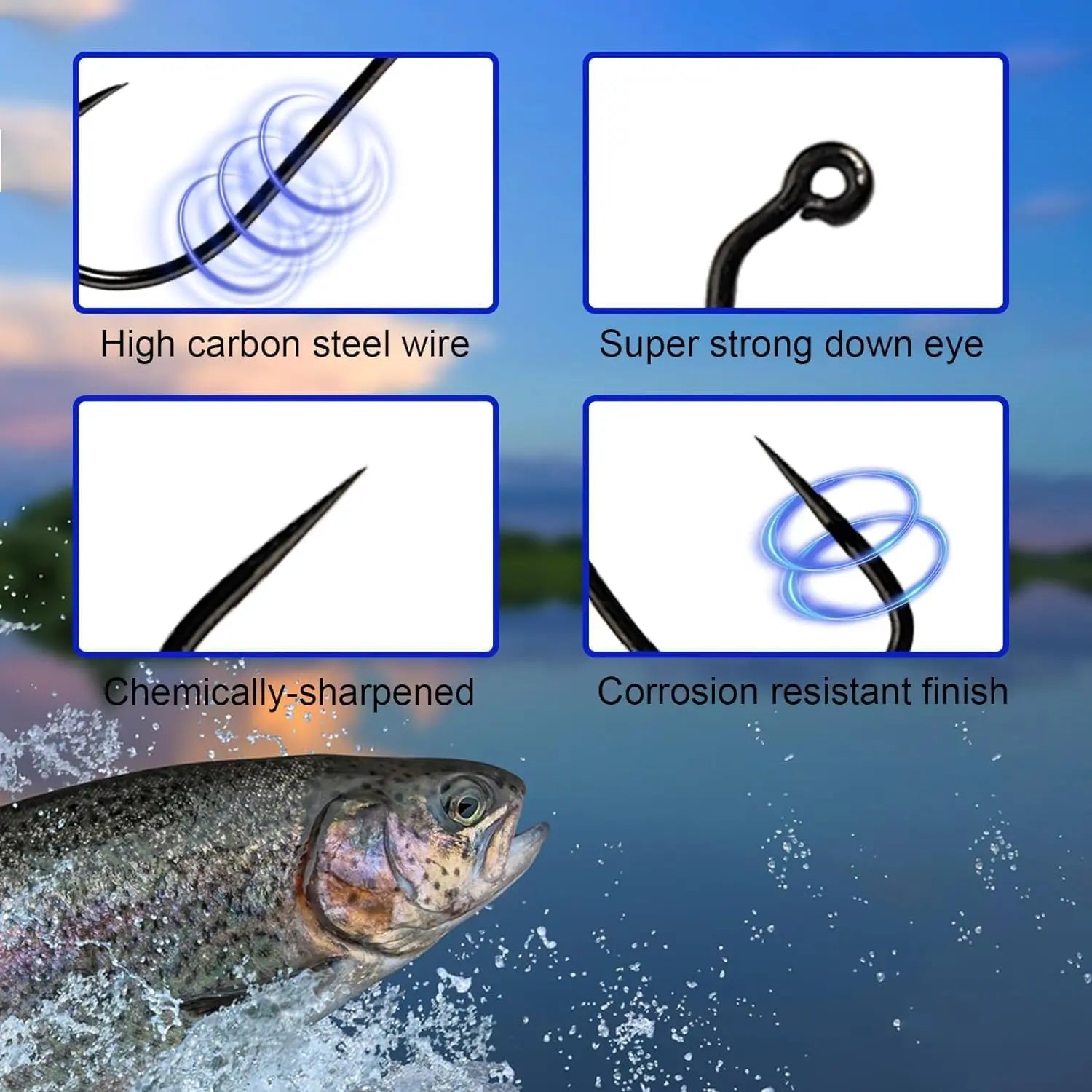 HookUpCo. 100 Barbless Fishing Hooks Set - HookUpCo.