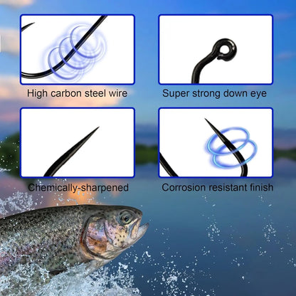 HookUpCo. 100 Barbless Fishing Hooks Set - HookUpCo.