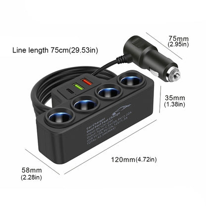 HookUpCo. Fast Charging 4-Socket Car Adapter - HookUpCo.