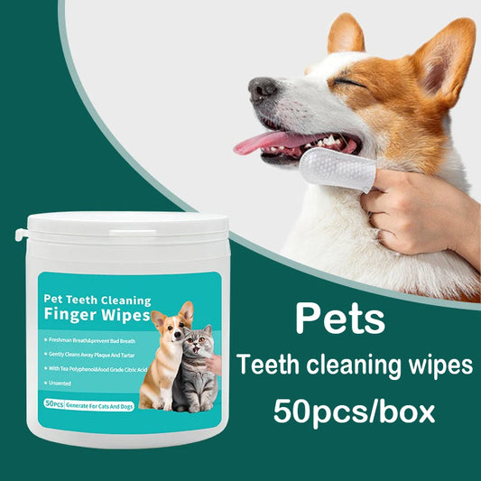 HookUpCo. Pet Finger Toothbrush and Wipes Set