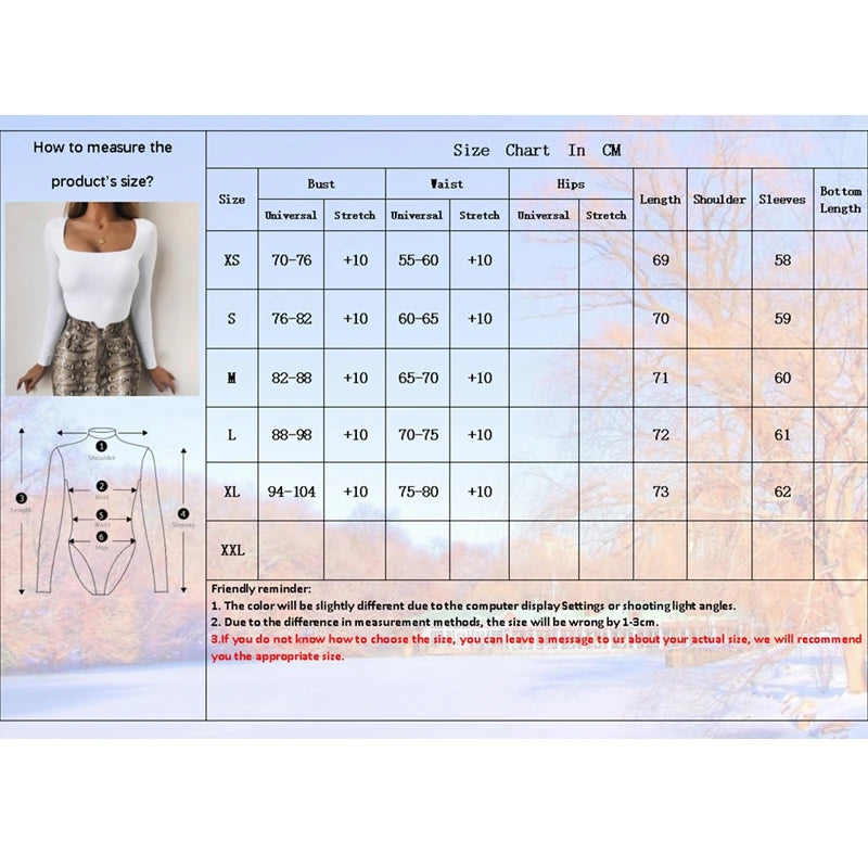 Square-Cut Long Sleeve Bodysuit for Stylish Spring Nights