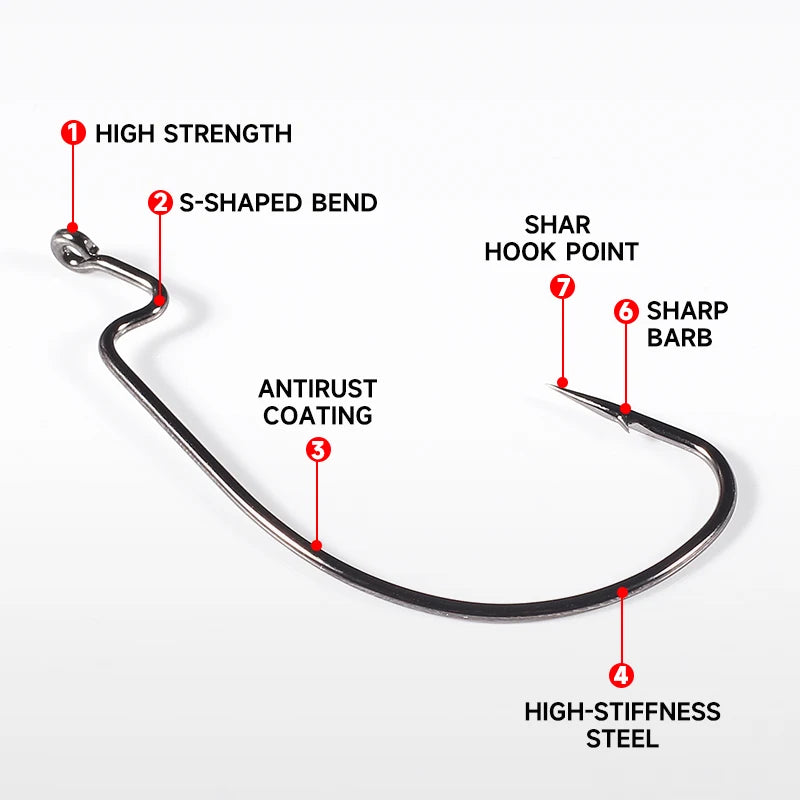 HookUpCo. 10-Pack Offset Fishing Hooks Set - HookUpCo.