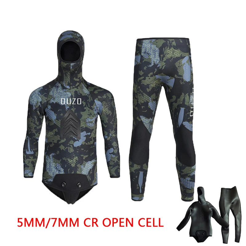 HookUpCo. Hooded Camouflage Wetsuit for Spearfishing 5MM/7MM